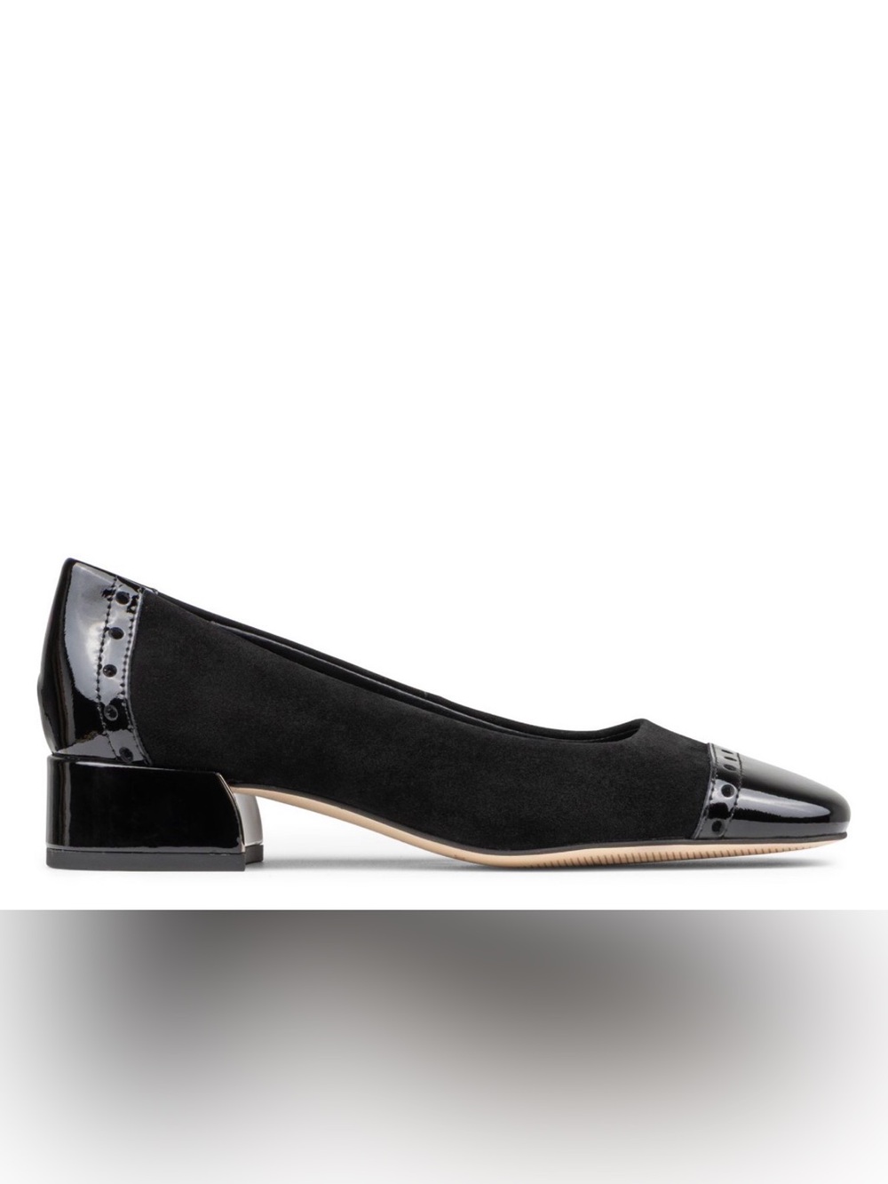 $228 NWOB Donald Pliner Dreww Cap Toe Suede Patent Leather Block Heel Shoes 7